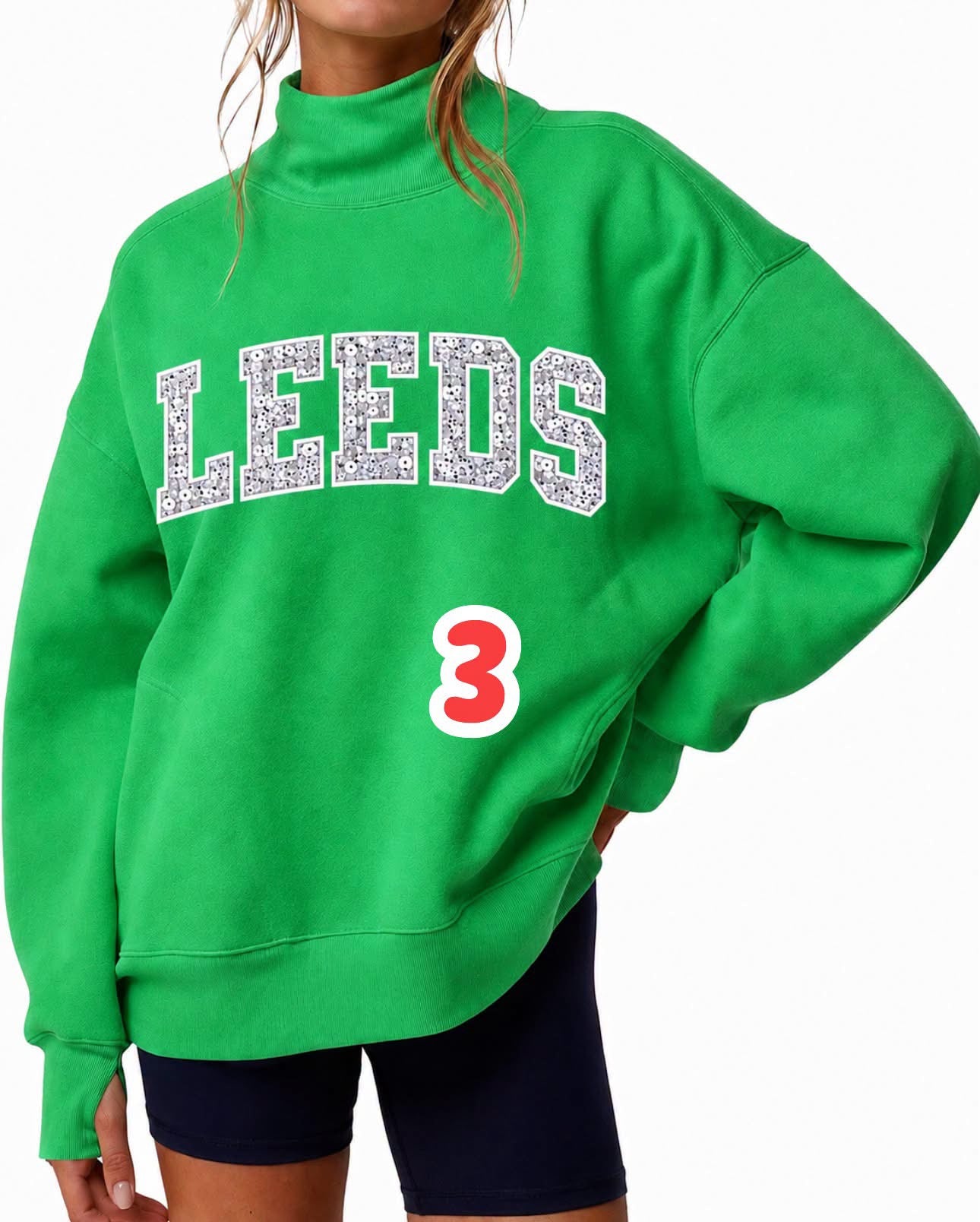 Leeds #3 mock neck sweatshirt