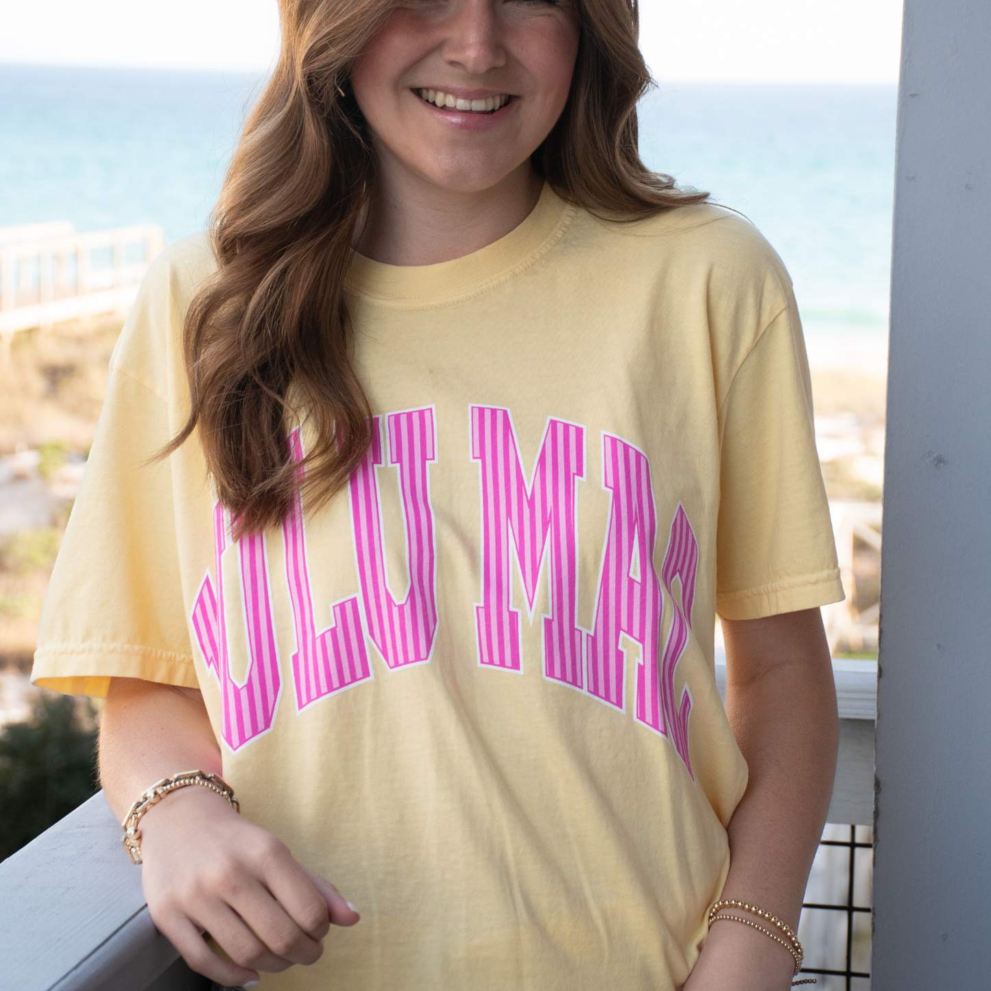 Stripe yellow lulu mac Tee