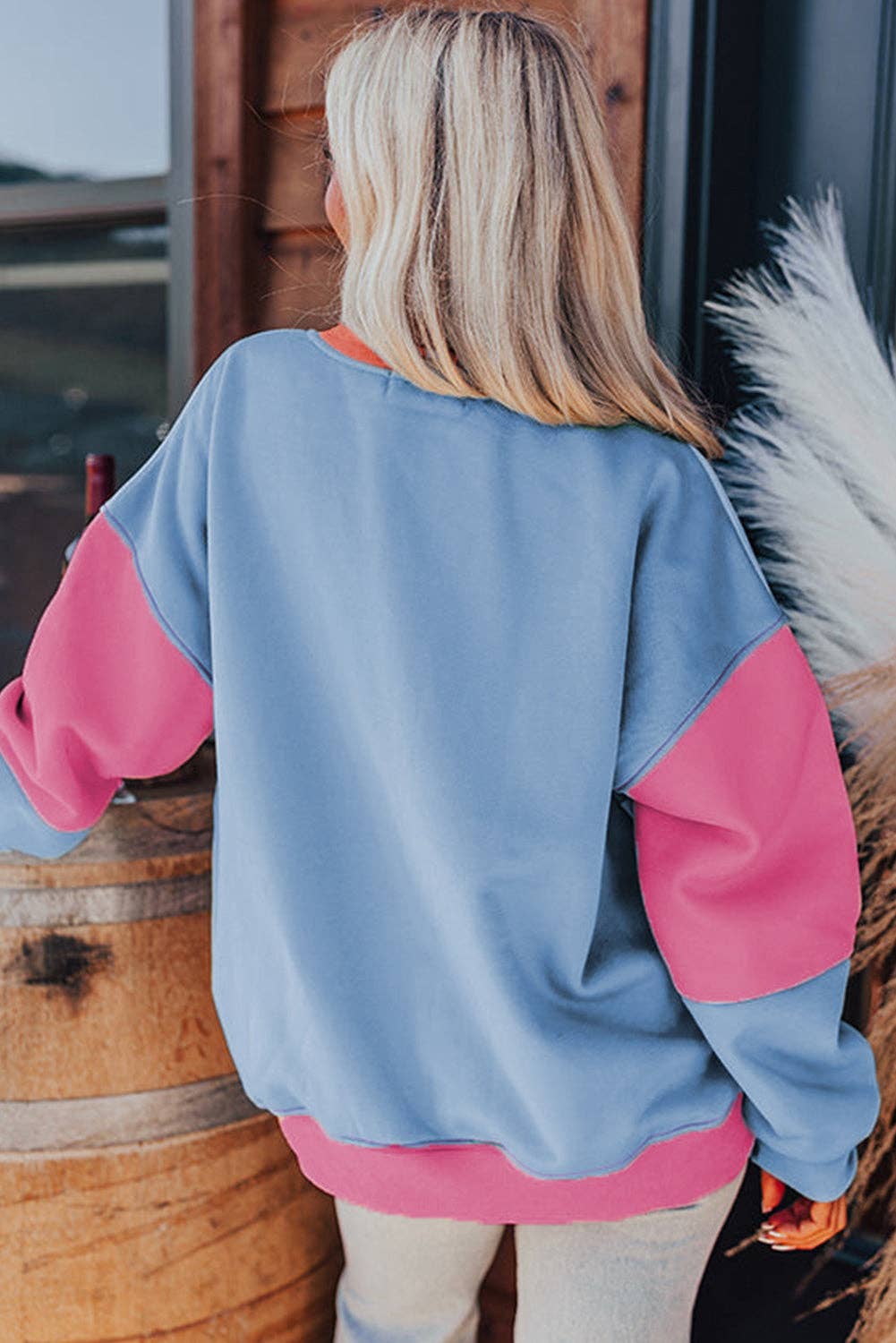 Colorblock Patchwork Drop Sweatshirt