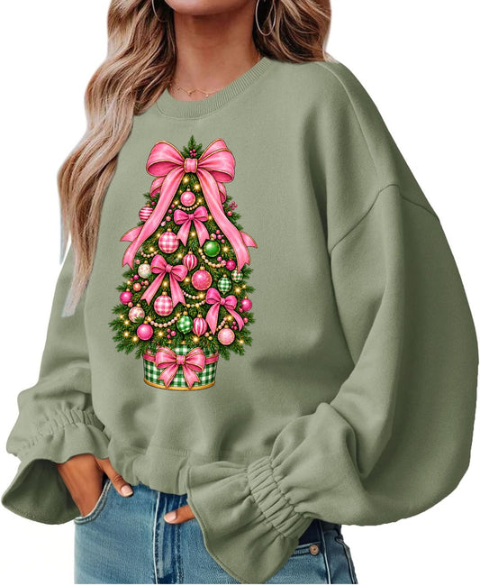 Christmas ruffle sleeved sweatshirt