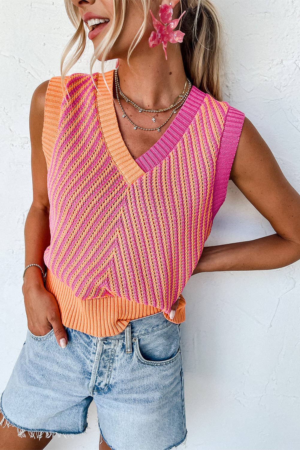 Strawberry Pink Sweater Vest
