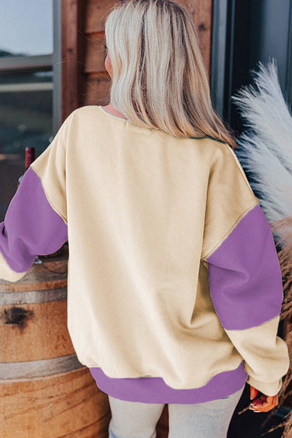 Colorblock Patchwork Drop Sweatshirt