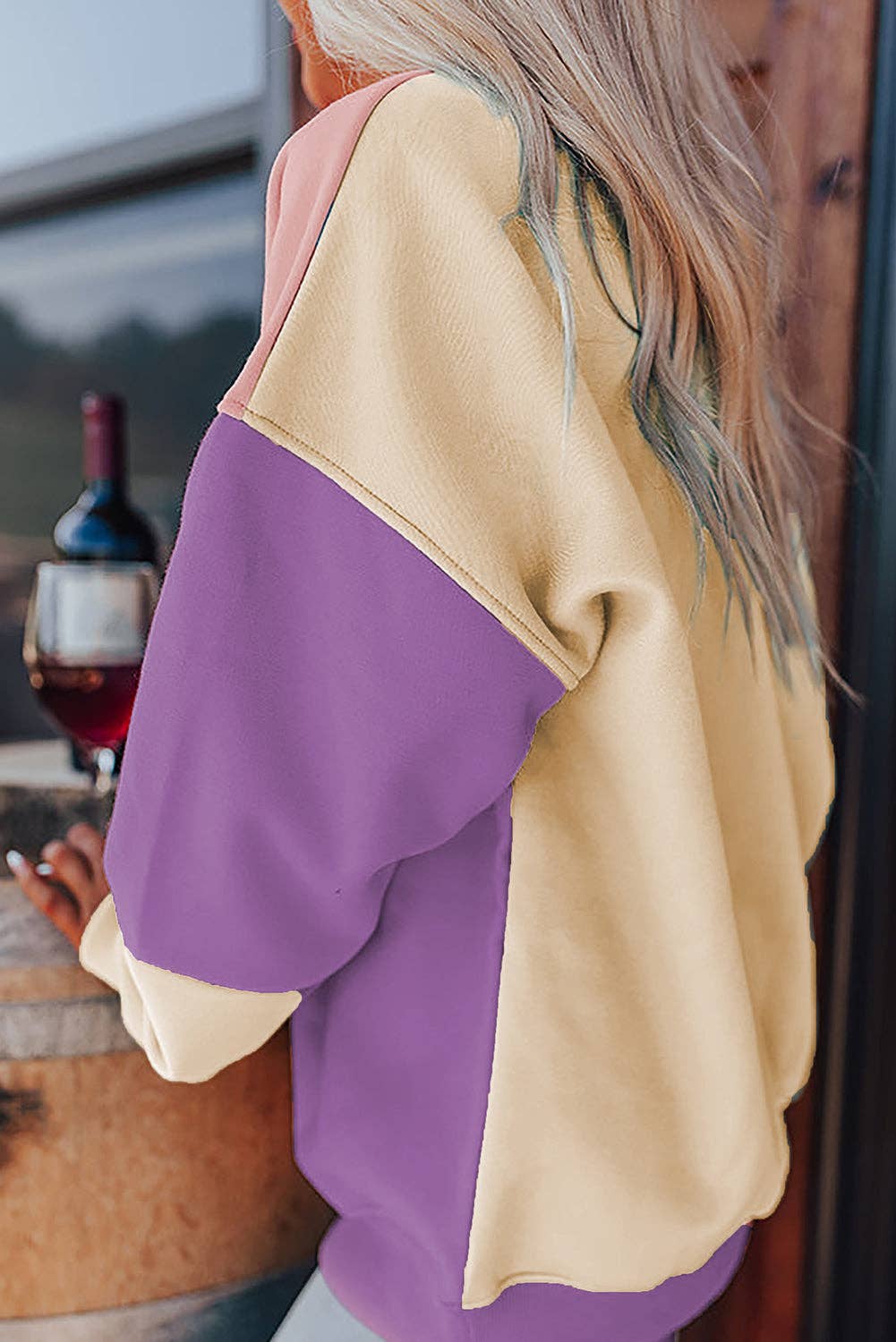 Colorblock Patchwork Drop Sweatshirt