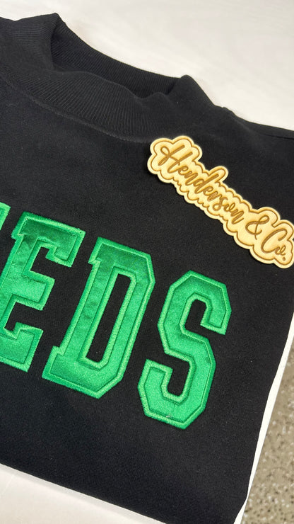 Leeds Satin Embroidery Mock-neck Sweatshirt