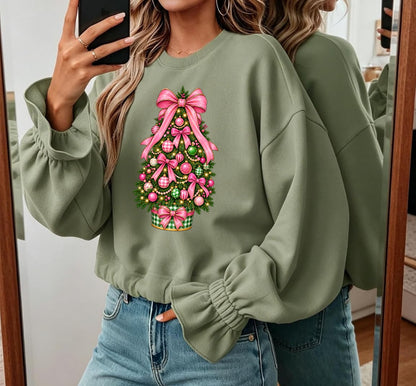 Christmas ruffle sleeved sweatshirt