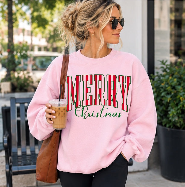 Christmas pink and green sweatshirt