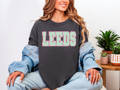 Leeds pink and green tee