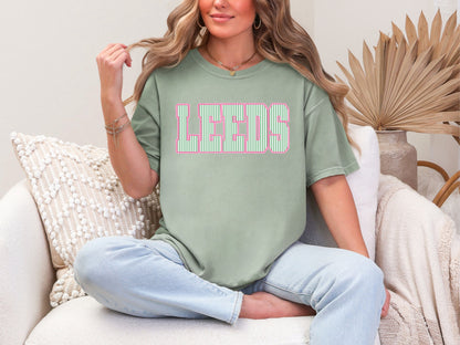 Leeds pink and green tee