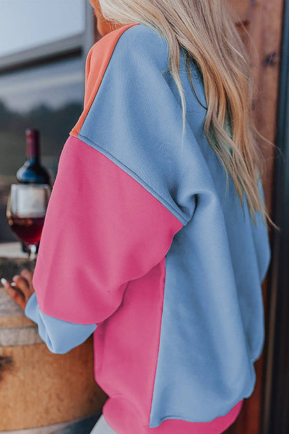 Colorblock Patchwork Drop Sweatshirt