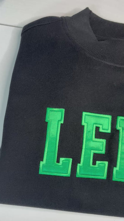 Leeds Satin Embroidery Mock-neck Sweatshirt